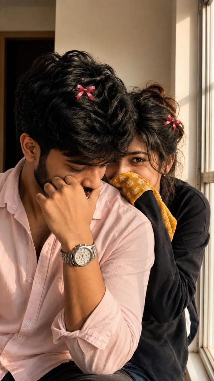 { "title": "Unisex_Couple_Candid_Bow_Heart_Po...