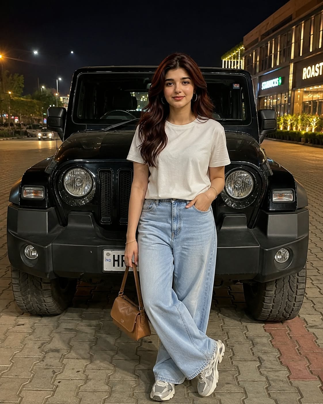 A young woman with long, dark brown hair and ...