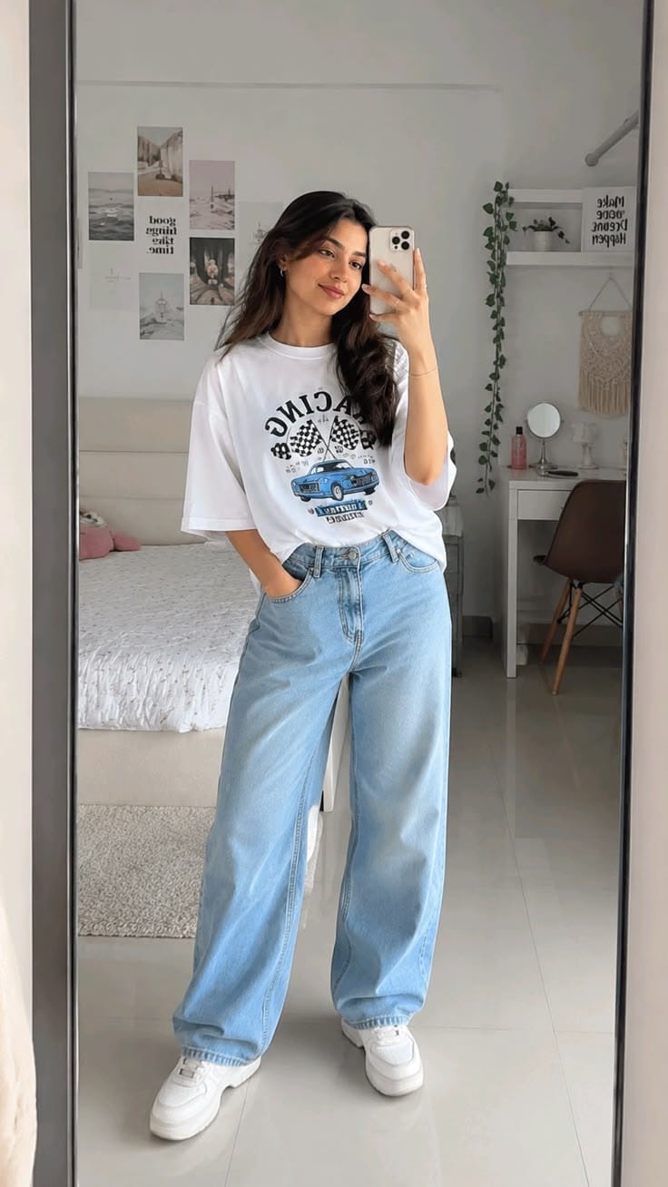 Ultra-realistic full-body mirror selfie of a ...